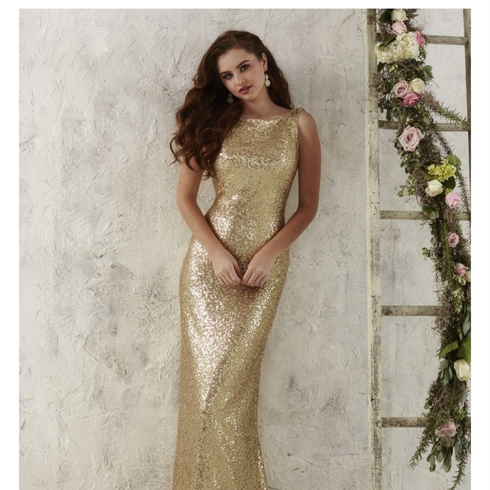 Christina Wu Gold Sequin Gown